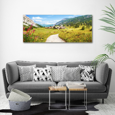 Cuadro canvas moderno de gran formato horizontal Pastizales en los Alpes