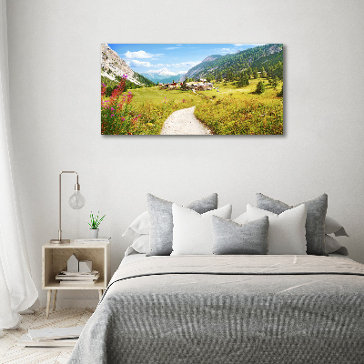 Cuadro canvas moderno de gran formato horizontal Pastizales en los Alpes
