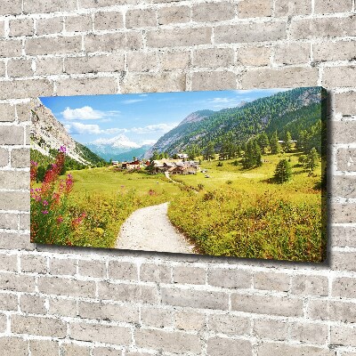 Cuadro canvas moderno de gran formato horizontal Pastizales en los Alpes
