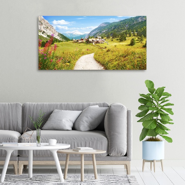 Cuadro canvas moderno de gran formato horizontal Pastizales en los Alpes