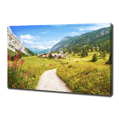Cuadro canvas moderno de gran formato horizontal Pastizales en los Alpes