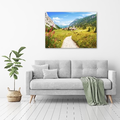 Cuadro canvas moderno de gran formato horizontal Pastizales en los Alpes