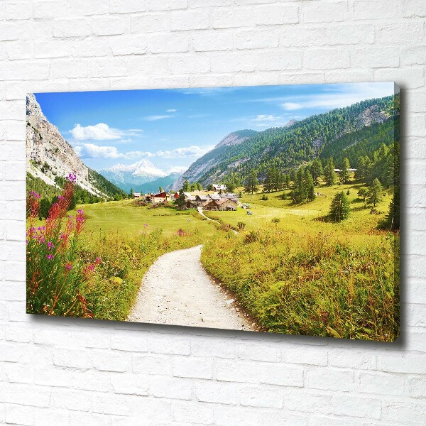 Cuadro canvas moderno de gran formato horizontal Pastizales en los Alpes