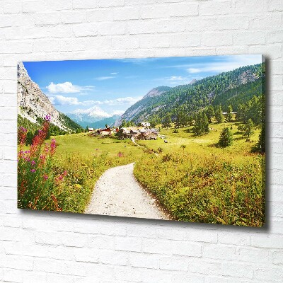 Cuadro canvas moderno de gran formato horizontal Pastizales en los Alpes