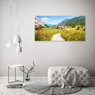 Cuadro canvas moderno de gran formato horizontal Pastizales en los Alpes