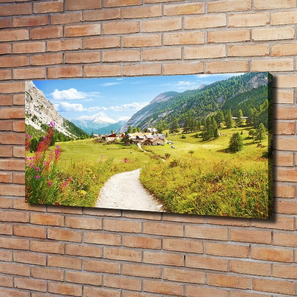 Cuadro canvas moderno de gran formato horizontal Pastizales en los Alpes