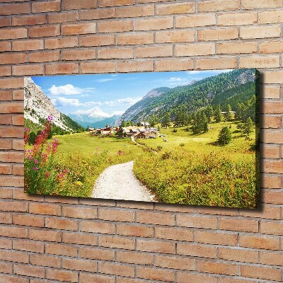 Cuadro canvas moderno de gran formato horizontal Pastizales en los Alpes