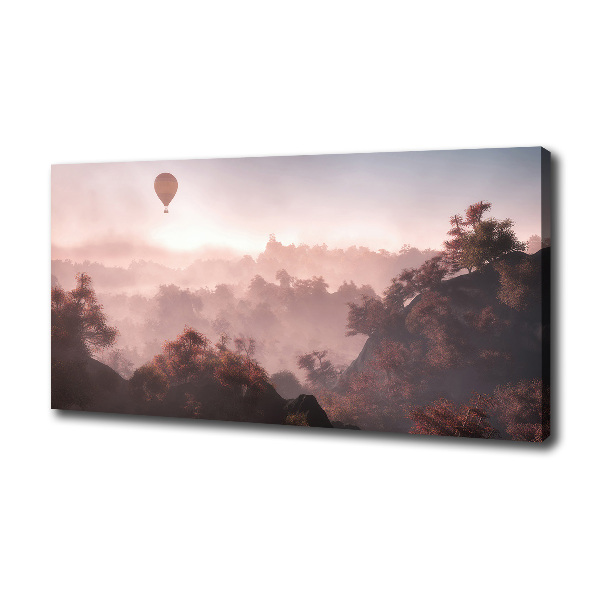 Fotocuadro en lienzo de alta calidad horizontal Globo sobre el bosque