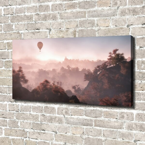 Fotocuadro en lienzo de alta calidad horizontal Globo sobre el bosque