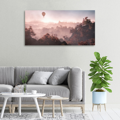 Fotocuadro en lienzo de alta calidad horizontal Globo sobre el bosque