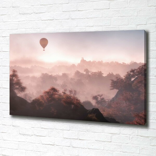 Fotocuadro en lienzo de alta calidad horizontal Globo sobre el bosque