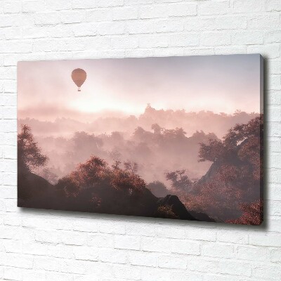 Fotocuadro en lienzo de alta calidad horizontal Globo sobre el bosque