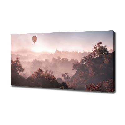 Fotocuadro en lienzo de alta calidad horizontal Globo sobre el bosque