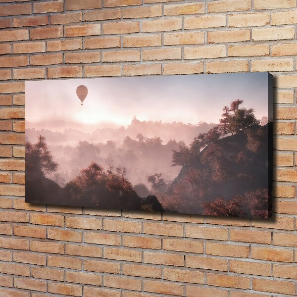 Fotocuadro en lienzo de alta calidad horizontal Globo sobre el bosque