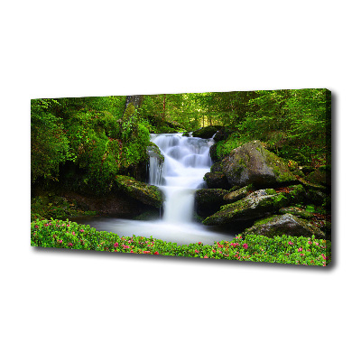 Cuadro canvas moderno de gran formato horizontal Cascada en el bosque