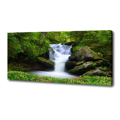 Cuadro canvas moderno de gran formato horizontal Cascada en el bosque