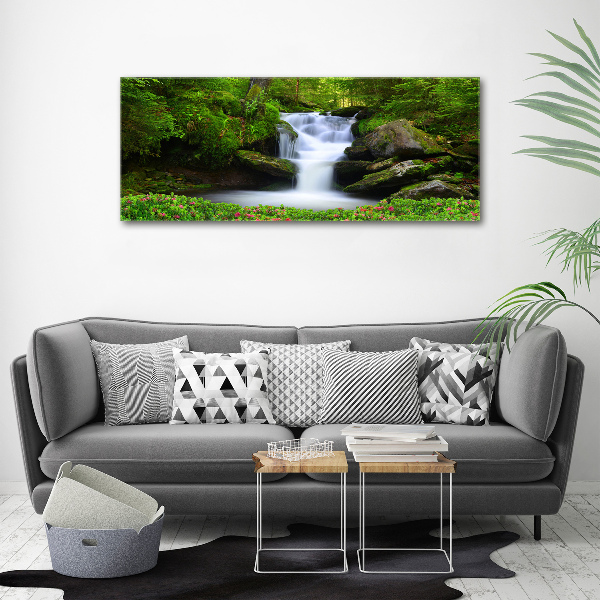 Cuadro canvas moderno de gran formato horizontal Cascada en el bosque