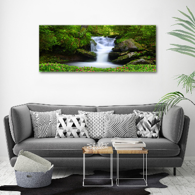 Cuadro canvas moderno de gran formato horizontal Cascada en el bosque