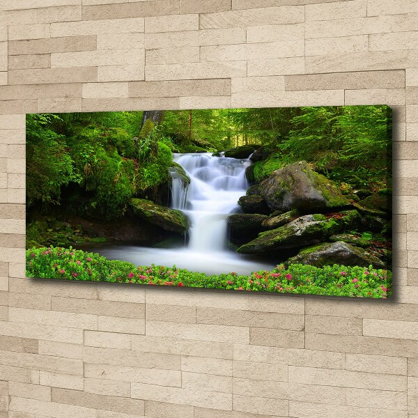 Cuadro canvas moderno de gran formato horizontal Cascada en el bosque