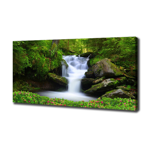 Cuadro canvas moderno de gran formato horizontal Cascada en el bosque