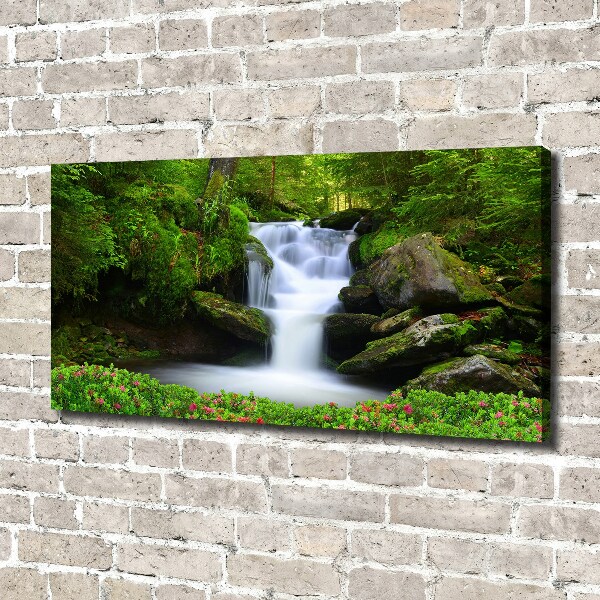 Cuadro canvas moderno de gran formato horizontal Cascada en el bosque