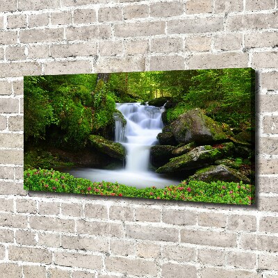 Cuadro canvas moderno de gran formato horizontal Cascada en el bosque