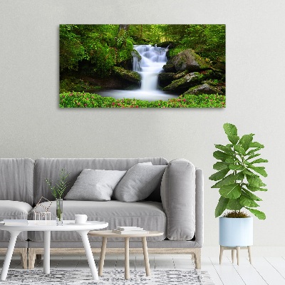 Cuadro canvas moderno de gran formato horizontal Cascada en el bosque
