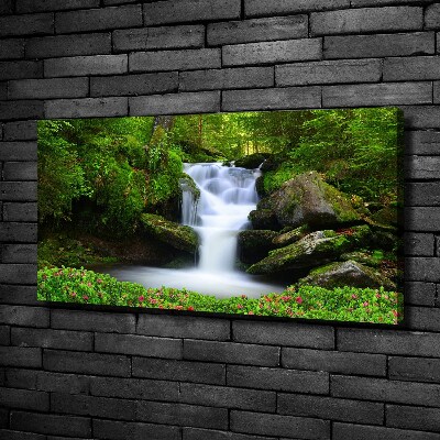 Cuadro canvas moderno de gran formato horizontal Cascada en el bosque