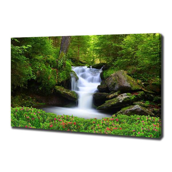 Cuadro canvas moderno de gran formato horizontal Cascada en el bosque