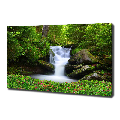 Cuadro canvas moderno de gran formato horizontal Cascada en el bosque