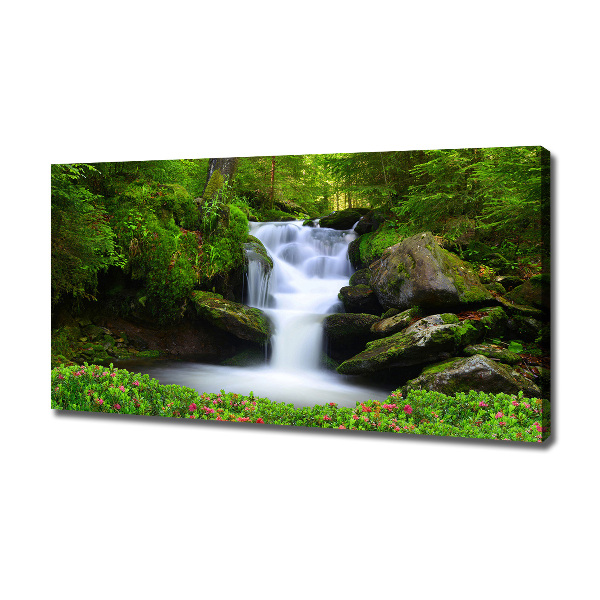 Cuadro canvas moderno de gran formato horizontal Cascada en el bosque
