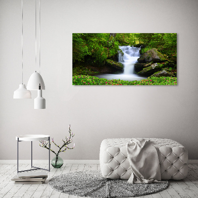 Cuadro canvas moderno de gran formato horizontal Cascada en el bosque