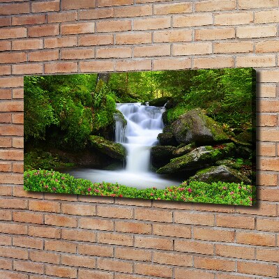 Cuadro canvas moderno de gran formato horizontal Cascada en el bosque
