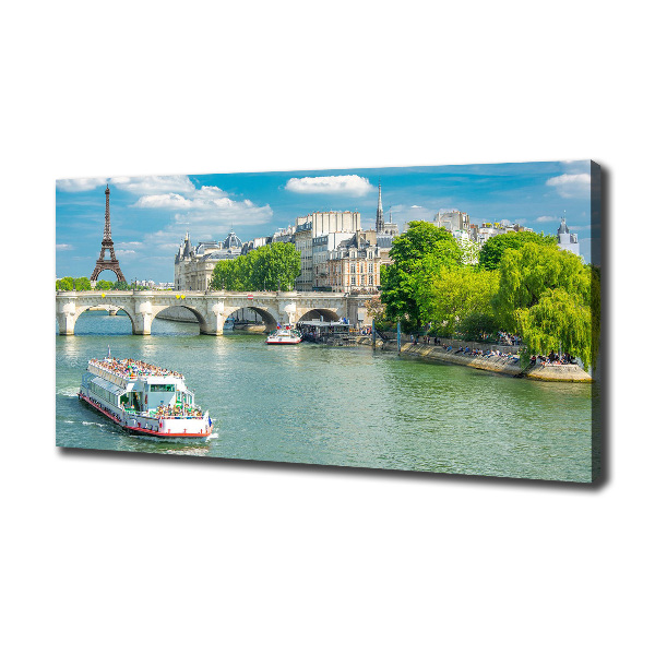 Cuadro canvas moderno de gran formato horizontal Sena París