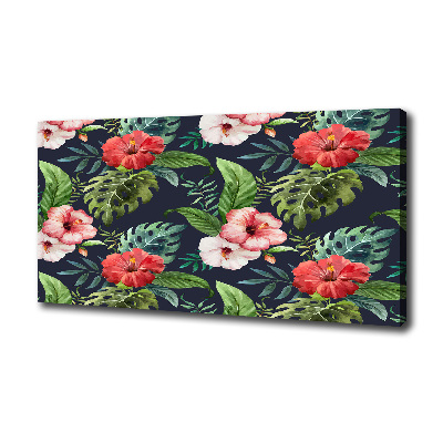 Cuadro canvas con impresión uv duradera horizontal flores tropicales
