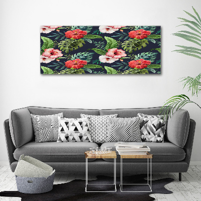 Cuadro canvas con impresión uv duradera horizontal flores tropicales