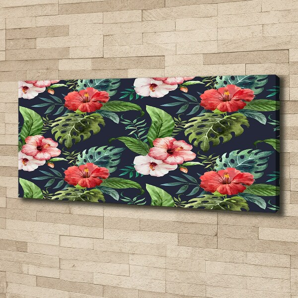 Cuadro canvas con impresión uv duradera horizontal flores tropicales