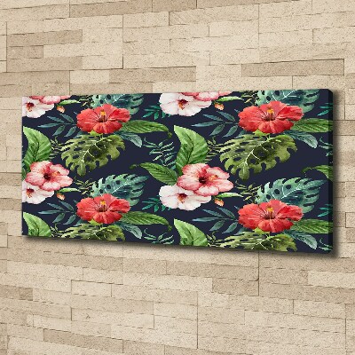 Cuadro canvas con impresión uv duradera horizontal flores tropicales