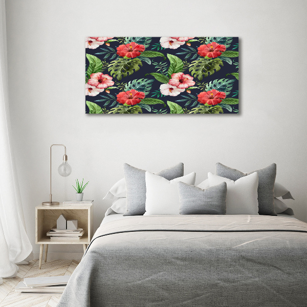 Cuadro canvas con impresión uv duradera horizontal flores tropicales
