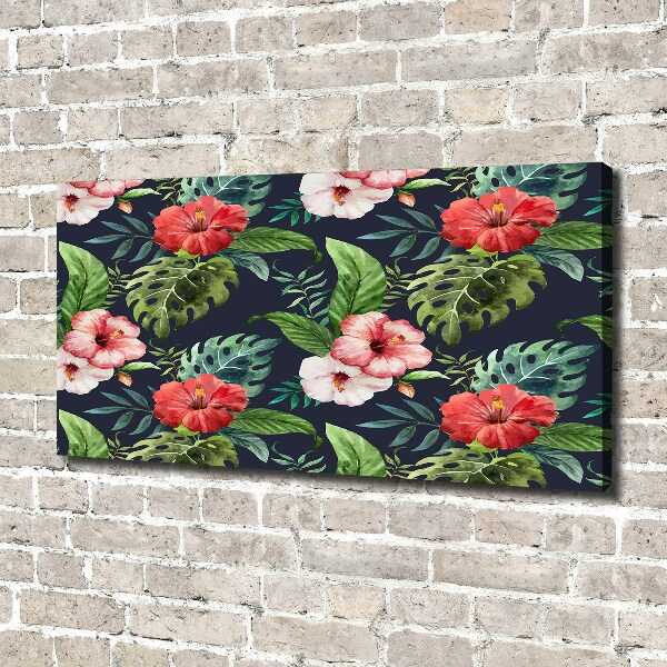 Cuadro canvas con impresión uv duradera horizontal flores tropicales