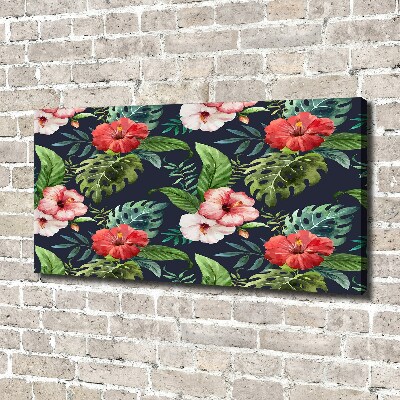 Cuadro canvas con impresión uv duradera horizontal flores tropicales