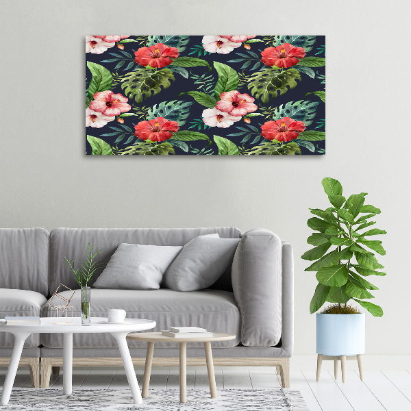 Cuadro canvas con impresión uv duradera horizontal flores tropicales