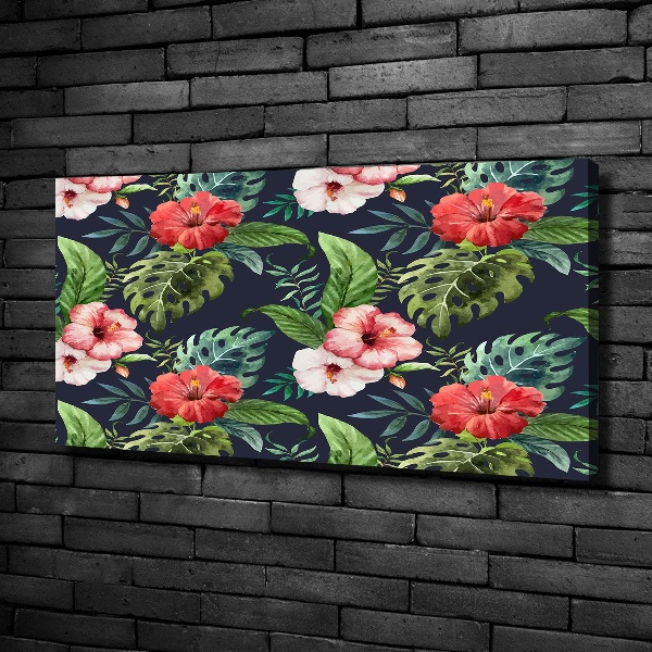Cuadro canvas con impresión uv duradera horizontal flores tropicales