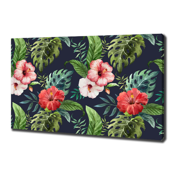 Cuadro canvas con impresión uv duradera horizontal flores tropicales