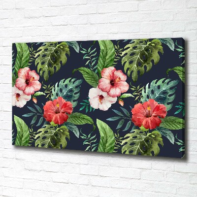 Cuadro canvas con impresión uv duradera horizontal flores tropicales