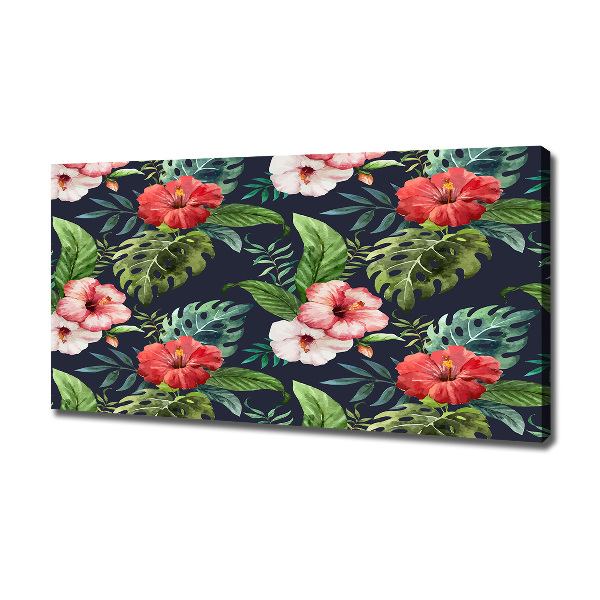 Cuadro canvas con impresión uv duradera horizontal flores tropicales