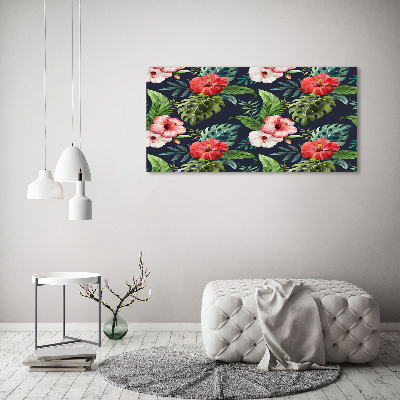 Cuadro canvas con impresión uv duradera horizontal flores tropicales