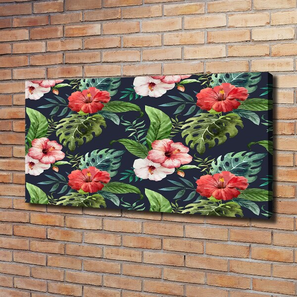 Cuadro canvas con impresión uv duradera horizontal flores tropicales