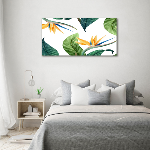 Cuadro canvas moderno de gran formato horizontal flores tropicales