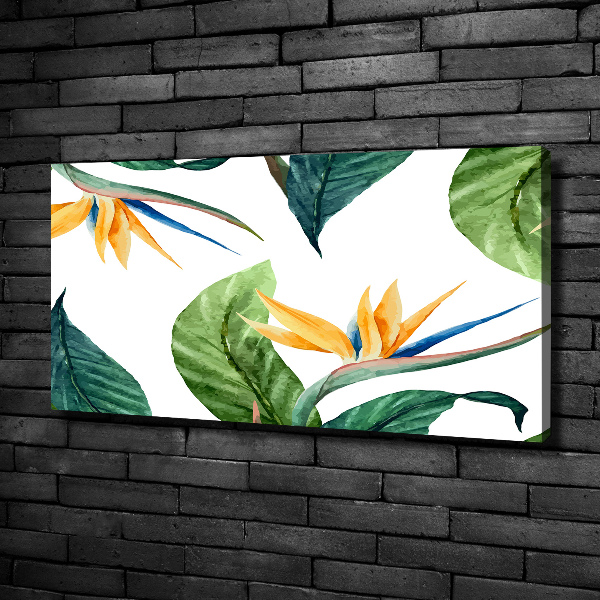 Cuadro canvas moderno de gran formato horizontal flores tropicales